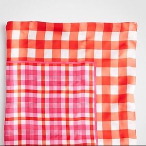 Ann Taylor Red Pink Gingham Plaid Silk Scarf